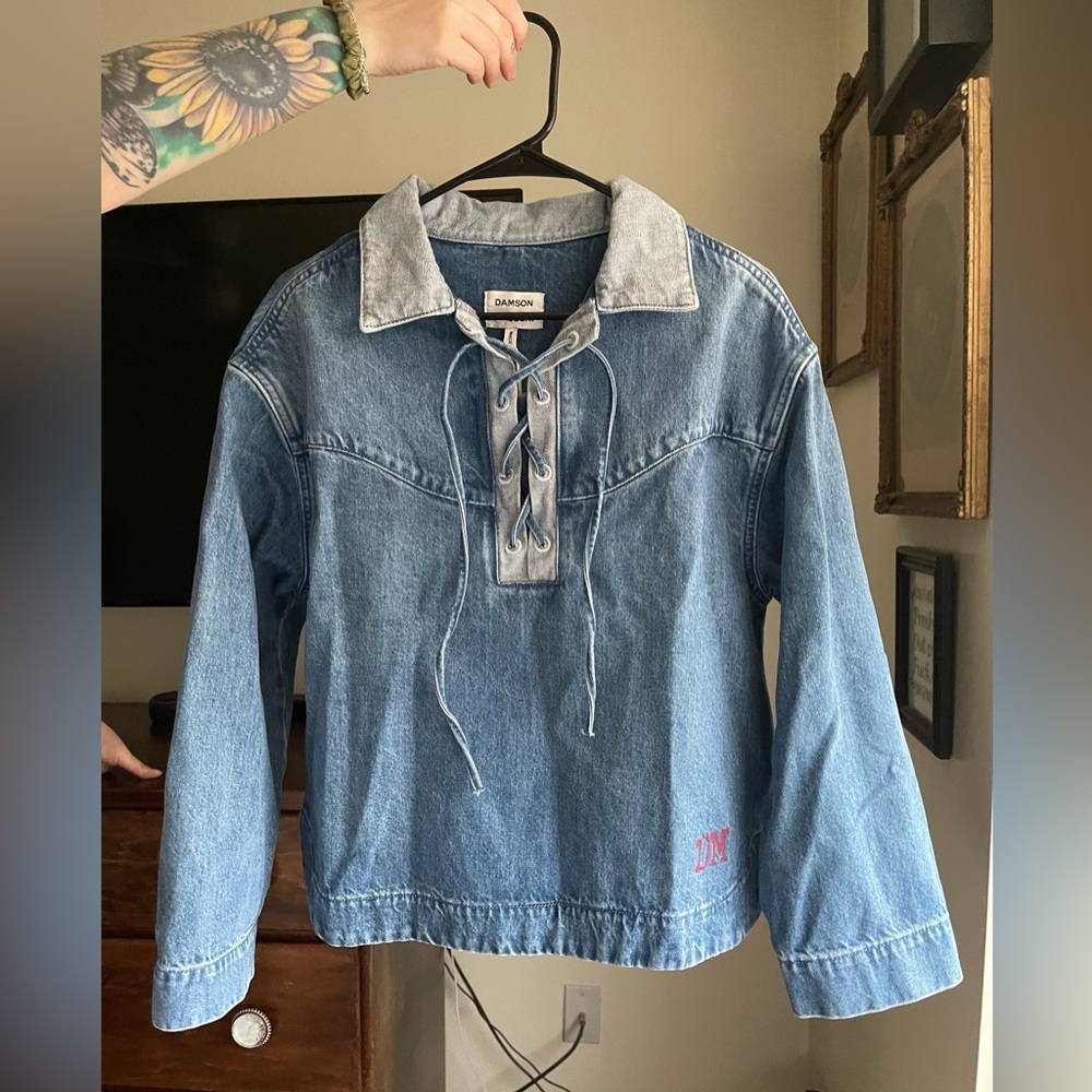 NWT- Damson Madder x Maeve Scarlet Denim Rugby Shirt - Picture 3 of 3